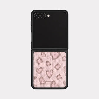 Lovely Leopard Fabric Galaxy Z-Flip Fold 8 MagSafe Black Bumper Case