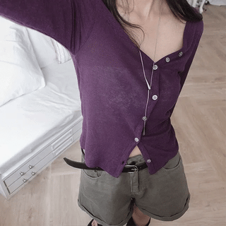 Areme Linen Button Long-Sleeve Cardigan