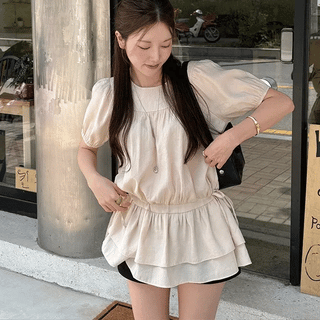 Caron Frill Tiered Short Sleeve Dress