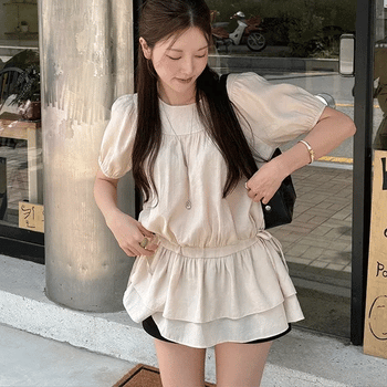 Caron Frill Tiered Short Sleeve Dress