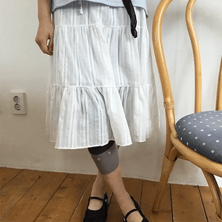 Hariki Striped Elastic Midi Skirt