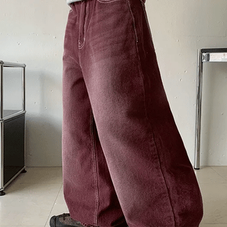 Nanata Cat Wash Stitch Cotton Wide Pants