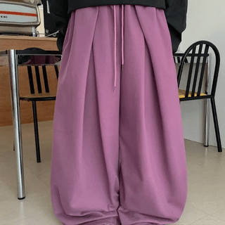 Hekin Banding String Pintuck Jogger Pants
