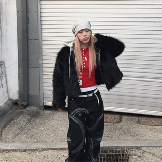 Leopard pearl fur pants