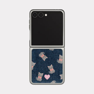 Denim Cat Galaxy Zflip Fold 8 Epoxy Silver Bumper Case
