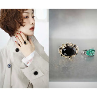 Antique black stone ring