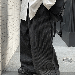 Okini Elastic Stripe Carpenter Wide Denim Pants