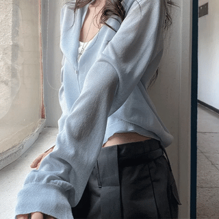 Rosia Two-way Loose Fit Deep V-neck Viscose Knit Cardigan