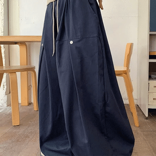 Temon Banding String Rivet Cut Balloon Cotton Pants