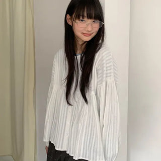 Kentit Stripe Shirred Button Blouse