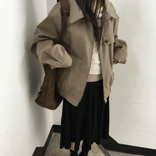 Fit One-Button Blouson Jumper (2 colors)