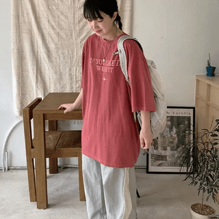 Keku Pigment Lettering Oversized Short Sleeve Tee