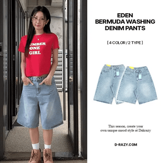 Eden Bermuda Washed Denim Pants