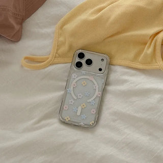 Flower Gingham MagSafe Clear Jelly Hard Phone Case for iPhone 17 Pro