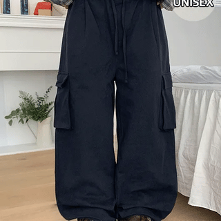Nude Elastic Pintuck Wide Cargo Pants
