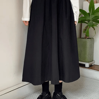 Wind Flare Banding Long Skirt