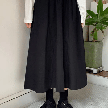 Wind Flare Banding Long Skirt
