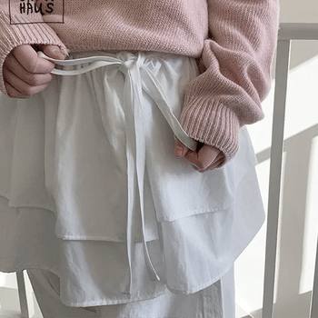 Poporing Tiered Shirred Layered Wrap Mini Skirt