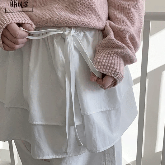 Poporing Tiered Shirred Layered Wrap Mini Skirt