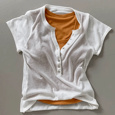 Jewelry Button Cap Sleeve Knit