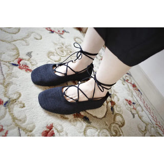 Lace-up Mesh Flats