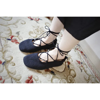 Lace-up Mesh Flats