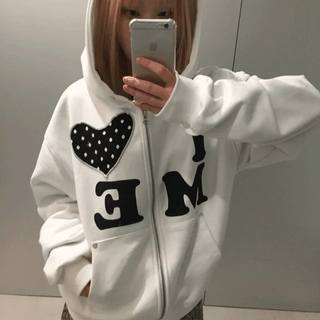 American flags cropped hooded zip-up