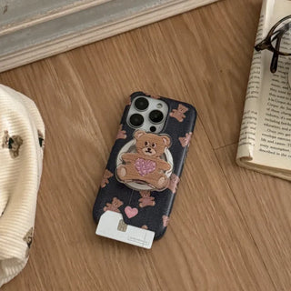 Love Teddy Stitch MagSafe Card Phone Case for iPhone 17 Pro Hard