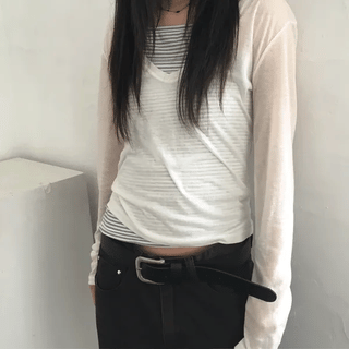 Sorbet Deep V-Neck Long Sleeve Tee