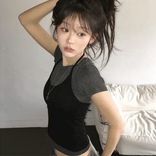DL Short Sleeve Layered Top Set