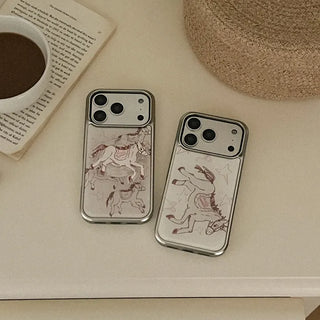 Drawing Horse iPhone 18 Pro Galaxy Epoxy Silver Bumper Case