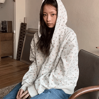 Nobui Flower Hooded Zip-up