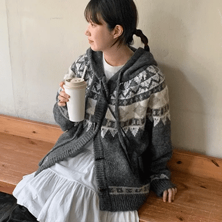Yutani Cowichan Duffle Knit Hooded Cardigan