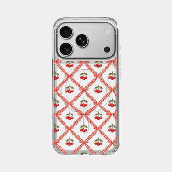 Vintage Cherry Pattern MagSafe Clear Jelly Hard Phone Case for iPhone 17 Pro