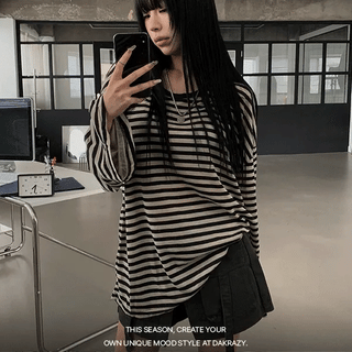Deki Striped Loose Fit Long Sleeve T-shirt
