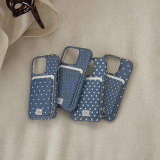 Denim Groove MagSafe Card Slot Wallet Pocket Case