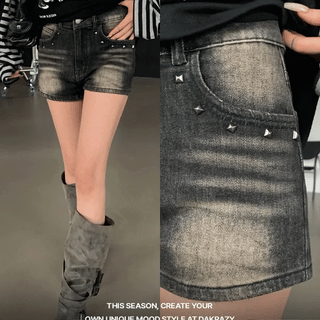 Vintage Studded Denim Shorts