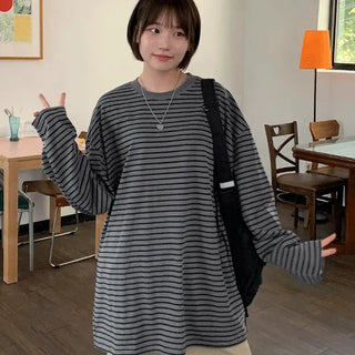 Nell Stripe Oversized Long Sleeve Tee