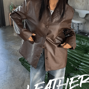 Sein Button Collar Leather Jacket