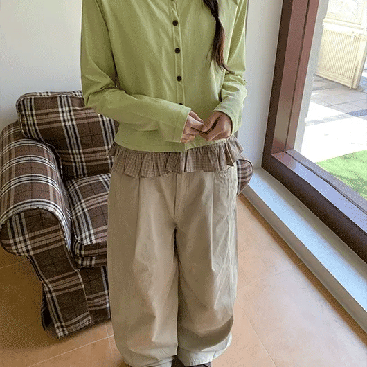 Pokol Pintuck Cotton Wide Balloon Pants