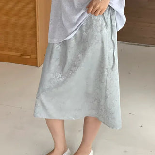 PN Watercolor Lace Banding Midi Skirt
