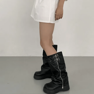 Belted Long Block Boots