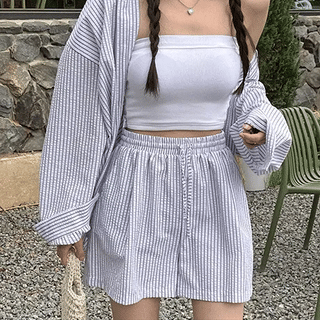 Ribbed cup banding bra top / Built-in cups