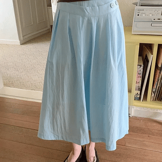 Namil Pleated Layered Elastic Long Skirt