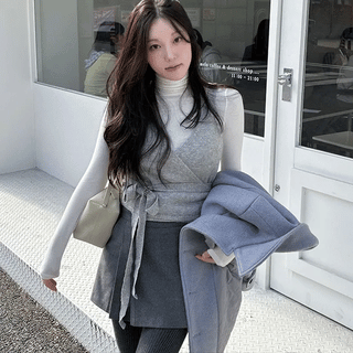 Lauren Wrap Knit Bustier Top