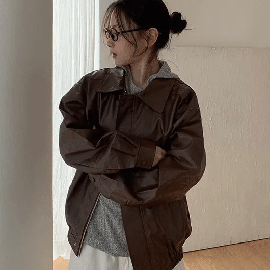 Bltub Collar Leather Jacket