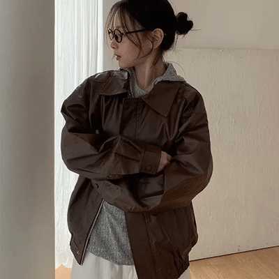 Bltub Collar Leather Jacket