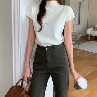 Tuel mock turtleneck cap sleeve knit