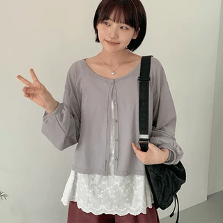 Qunita Summer Puff Round Oversized Cardigan