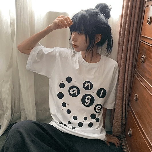 Lebea Loose Fit Rivet Dot Short Sleeve Tee